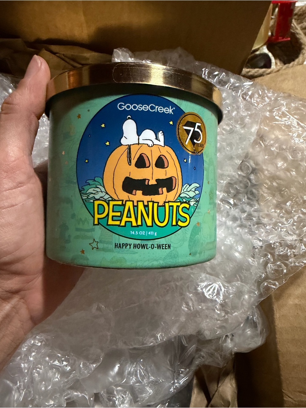 Goose Creek Peanuts 'Happy Howl-O-Ween' Mint Green Candle